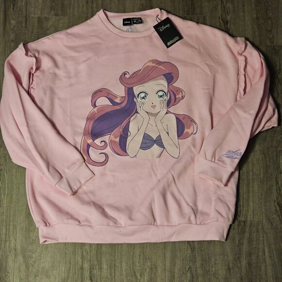 Disney Princess Sweater The Little Mermaid Ariel Anime Style Pullover NWT - Picture 6 of 6